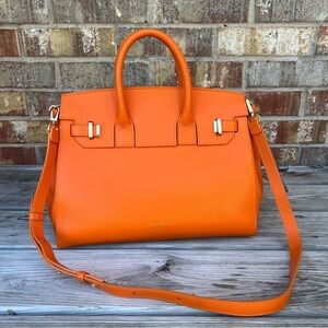 Teddy Blake Gigi Stampato 13” orange leather handbag satchel Made in Italy